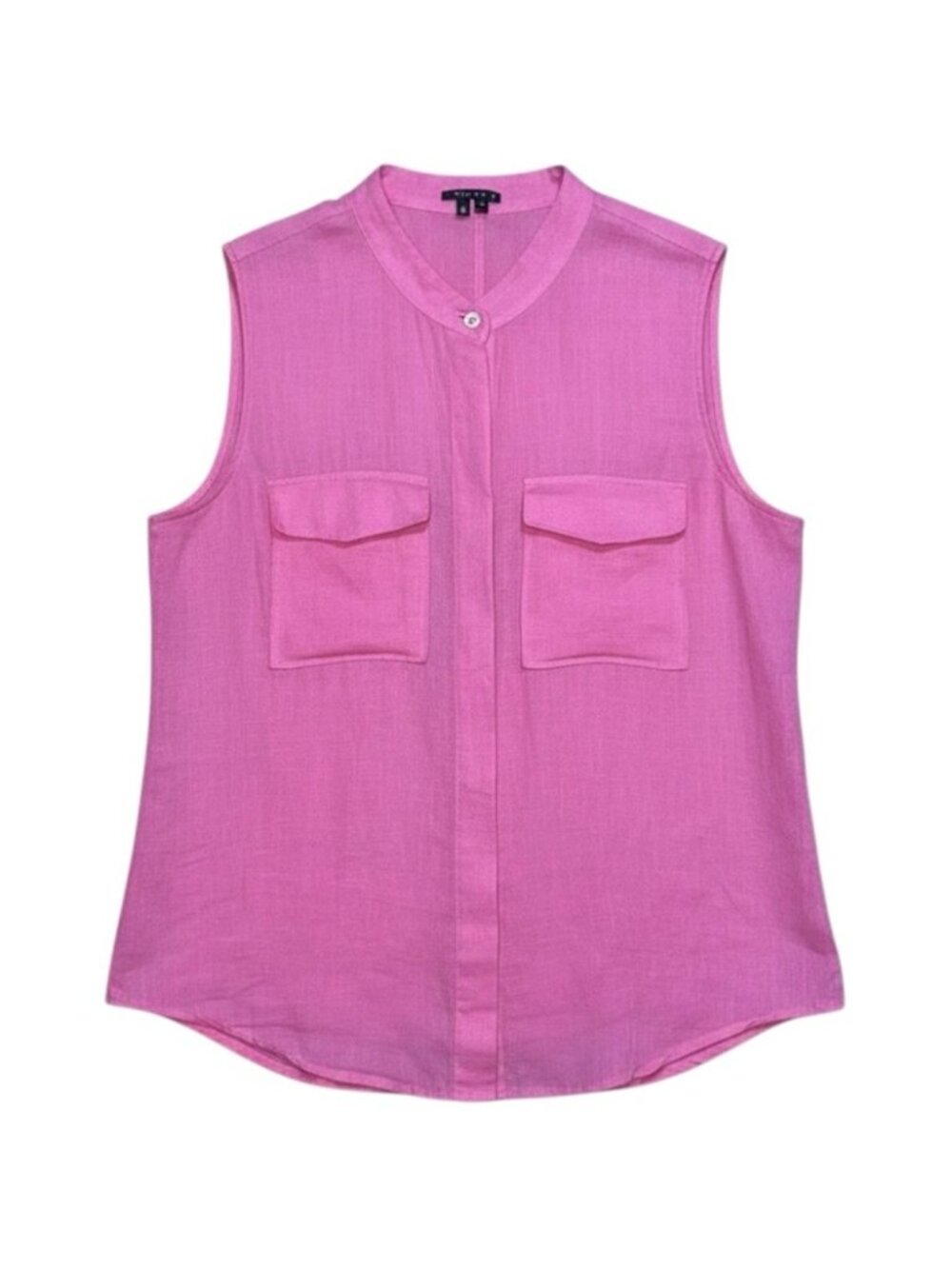 Theory Linen Blouse Women’s Size Medium Pink Sleeveless Button-Down‎